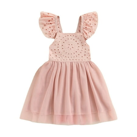 

BSDHBS Little Girls Dress Kids Toddler Baby Girls Spring Summer Solid Cotton Ruffle Sleeveless Princess Dress Clothes