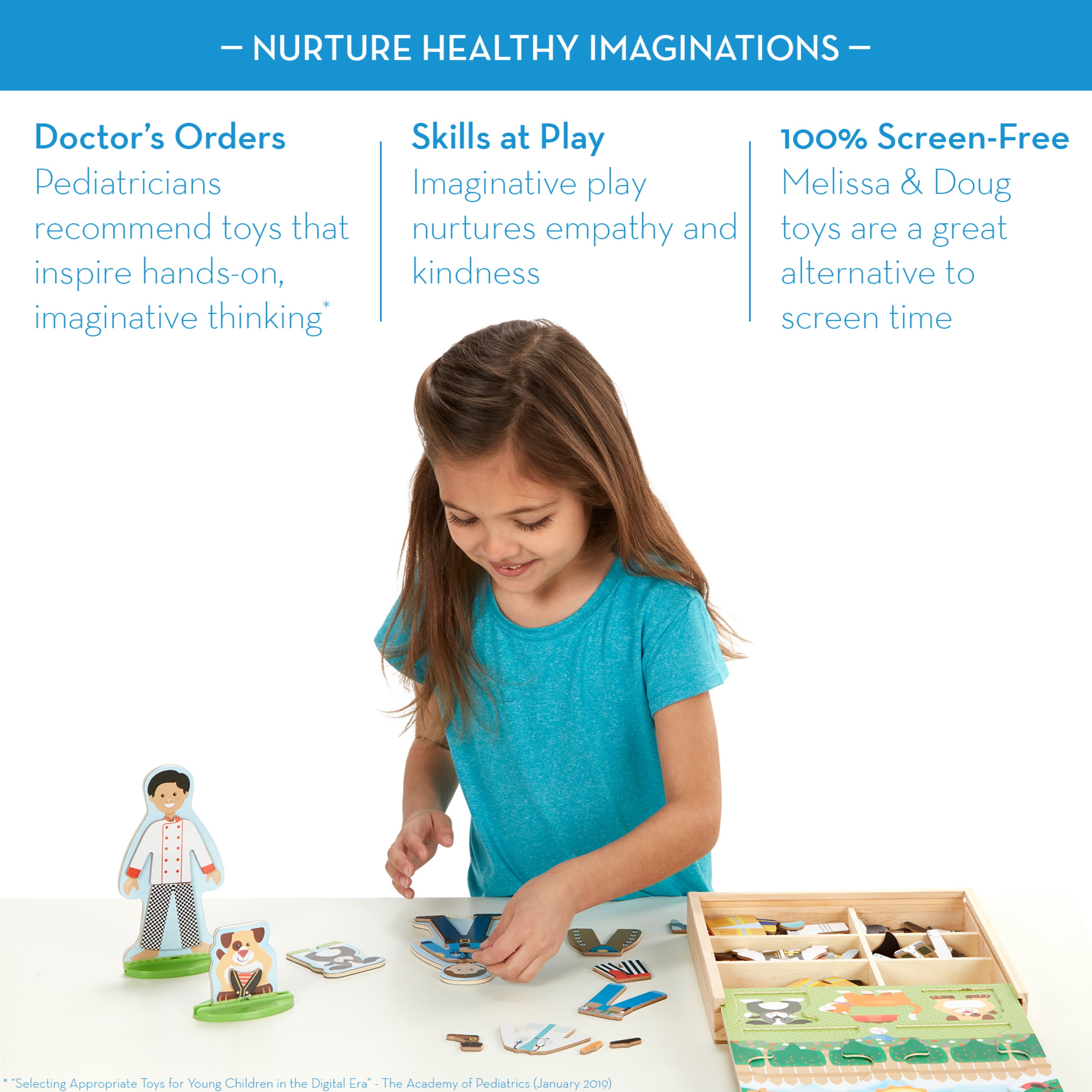 Melissa & Doug Occupations Magnetic Dress-Up Wooden Dolls Pretend Play Set (82 pcs)