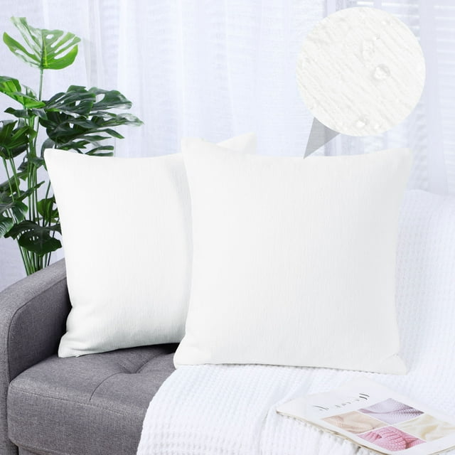 PiccoCasa Set of 2 Soft Water Repellent Throw Pillow Covers White 16x16 Inch