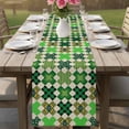 thumbnail image 4 of Saint Patrick's Day Table Runner 90 Inches, Vintage Green Plaid Lucky Clovers Bed Runner Dresser Scarves Tabletop for Indoor Outdoor Parties/Ceremony/Banquet, 13" x 90", 4 of 8