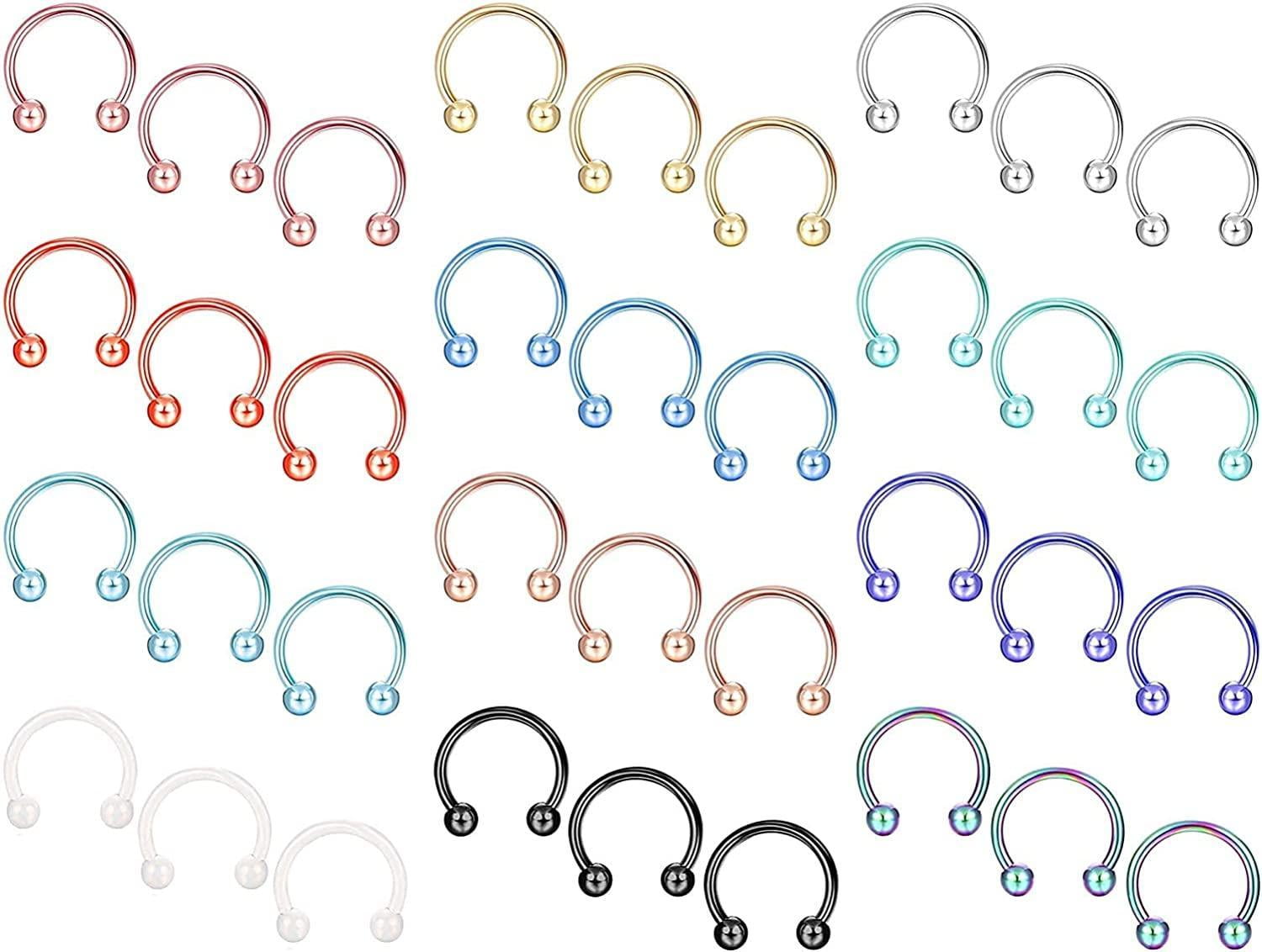 36Pcs 20G Fake Nose Rings Stainless Septum Rings Nose Cuff Non Piercing