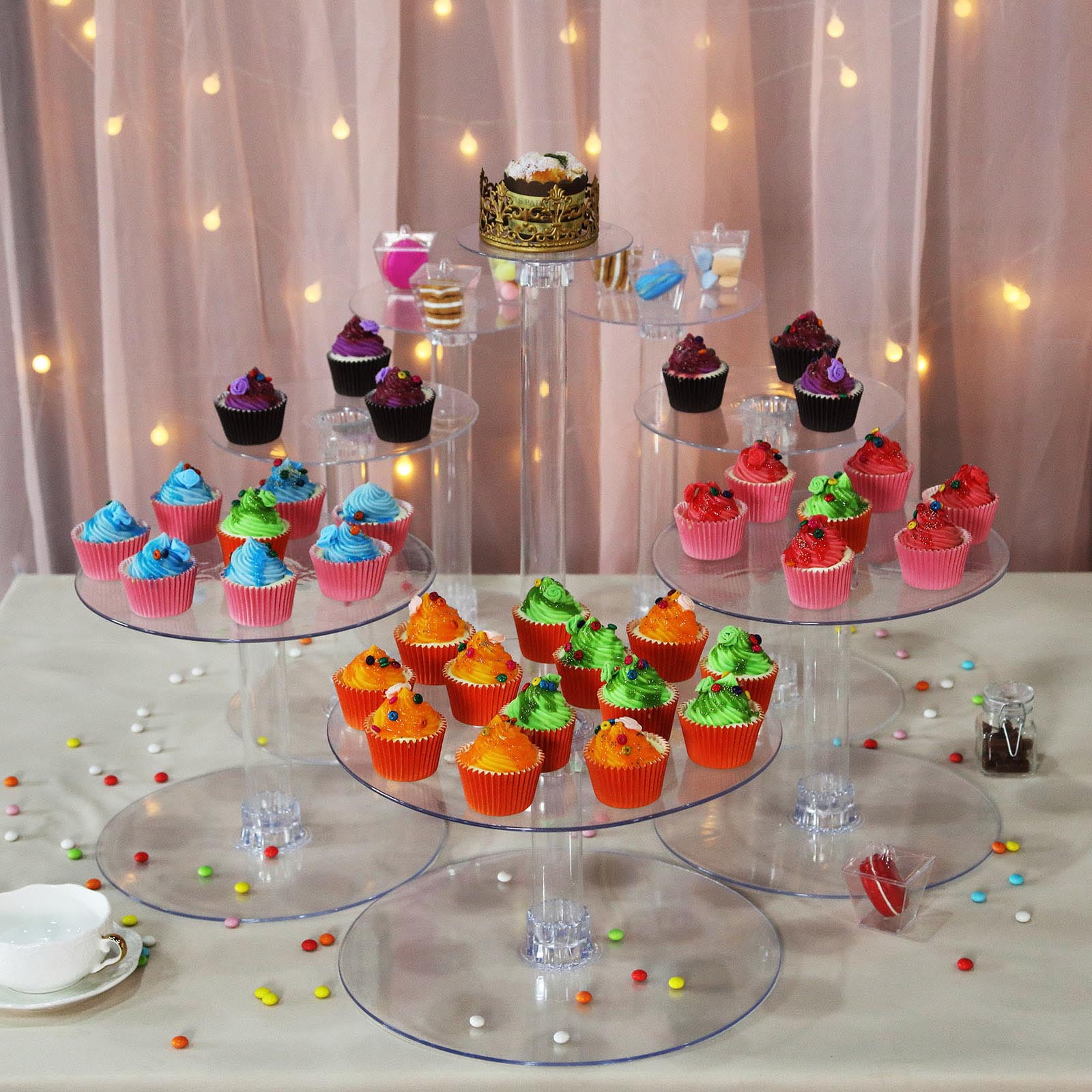 2 Tier Round Circle Kids Plastic Blue Cup Cake Holder 