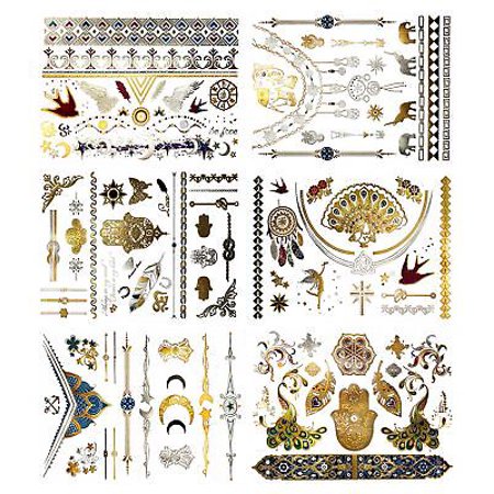 Moon Tattoo - Terra Tattoos Metallic Color Temporary Tattoos - 75 Celestial Moon Stars Feat...