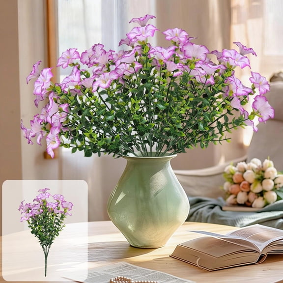 Cififendec Simulation Flowers Plastic Flowers Fake Silk Colorful Flower Bouquet Outdoor Autumn Decoration Realistic UV Outside Faux Plants for Garden Porch Home(Red)