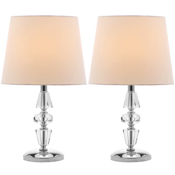 SAFAVIEH Crescendo 16 in. Crystal Table Lamp w/Off-White Polyester Shade, Set of 2