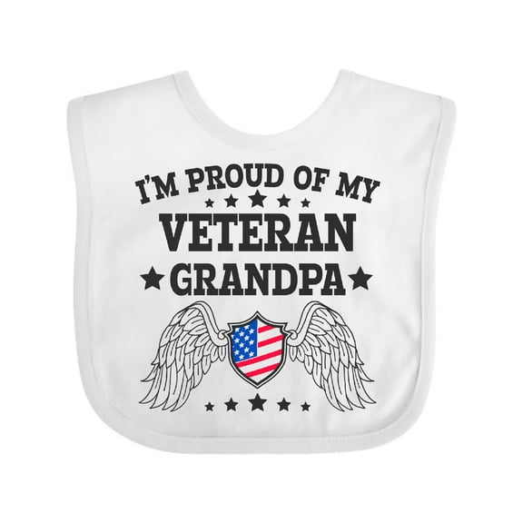 Inktastic I'm Proud of My Veteran Grandpa Boys or Girls Baby Bib