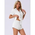 thumbnail image 2 of DARING DIVA Women's Satin Front Single Pocket Pajamas Sets 2XL White Pattern 1, 2 of 7