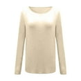 thumbnail image 3 of Women's Solid Color Knit T Shirt Top Long Sleeve Basic Layering Shirts For Women Women T Shirt Long Sleeve Shirts Women Casual Women's Athletic Tops Ladies Tees And Tops Womens Oversized Tee Womens T, 3 of 4