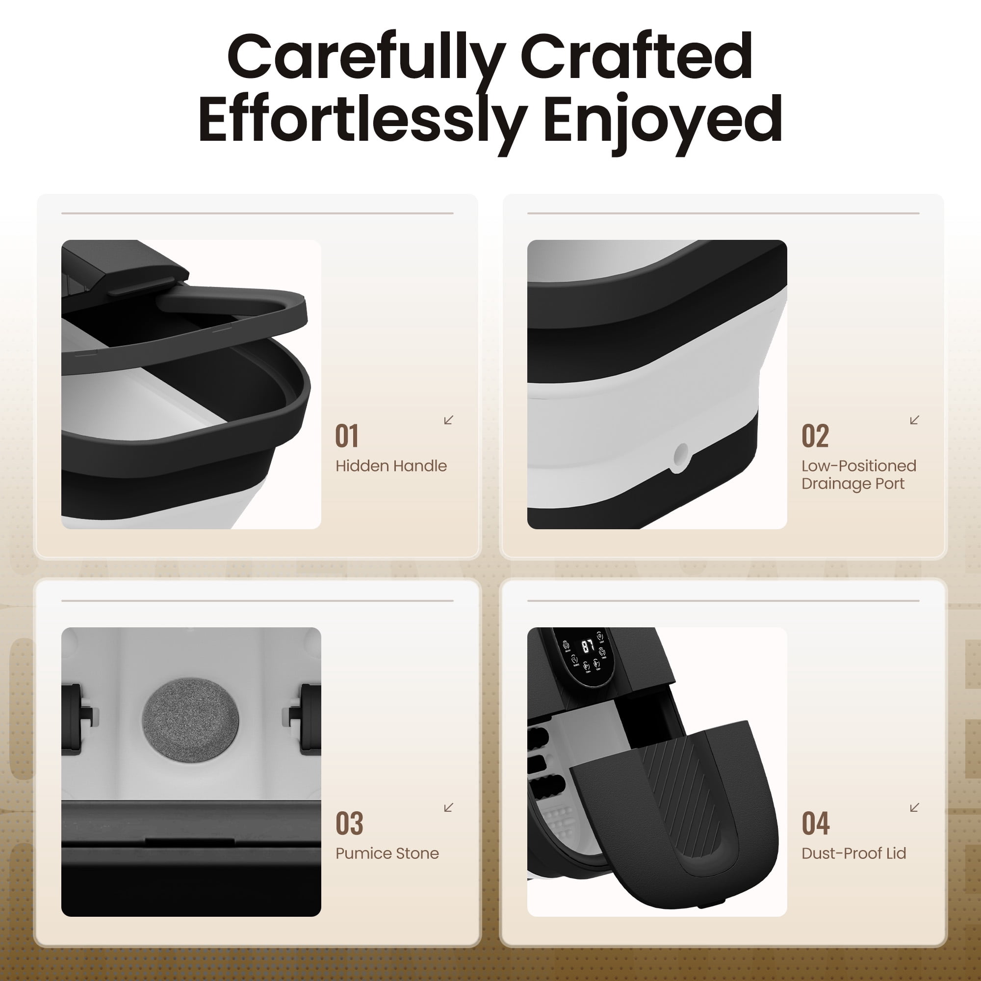 MaxKare Collapsible Foot Spa with Massager and Heat, Foot Spa Massager with Bubble Heat, Black