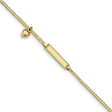 10k Yellow Gold Flat Curb Link Id Bracelet 6 Inch