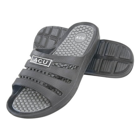 Massing Comfort Slides, Waterproof Slip On Sandals, Black/Gray, Mens Size 9