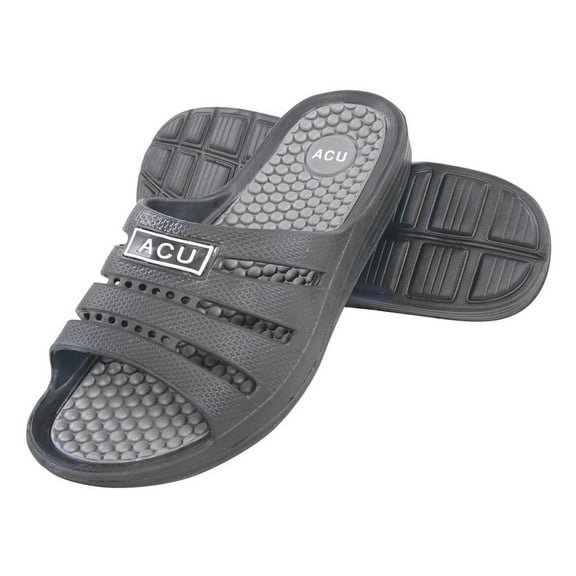 Massing Comfort Slides, Waterproof Slip On Sandals, Black/Gray, Mens Size 13