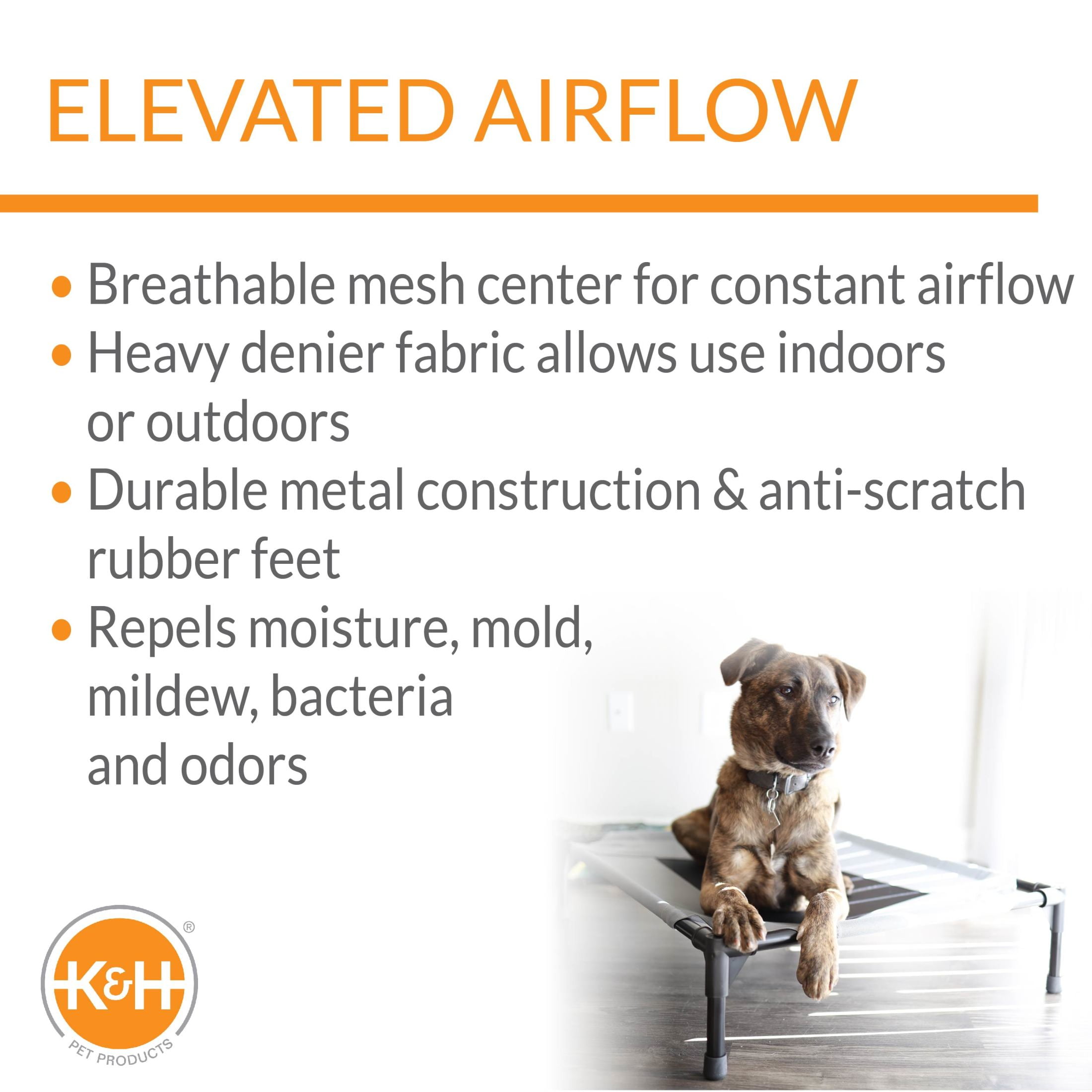 K&H Pet Products Original Pet Cot Elevated Dog Bed Gray/Black Mesh X-Large 50 X 32 X 9 Inches