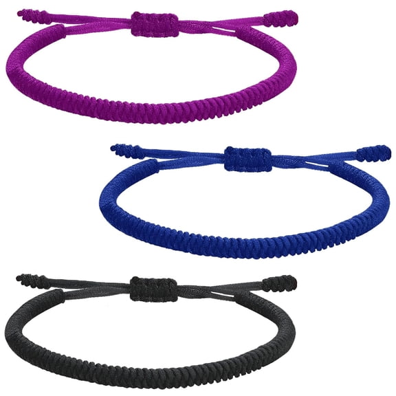 3pcs Adjustable Handmade Braided Rope Knot Buddhist Lucky Protection Friendship Bracelets Tibetan String Bracelet Amulets Jewelry Gift for Men Women Couples, 3 Colors