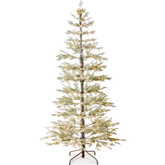 Best Choice Products Pre-Lit Flocked Sparse Christmas Tree 6ft Artificial Pine Tree, w/White & Multicolored LED Lights - Green