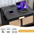 thumbnail image 5 of YOCWO Nightstand with Charging Station for Bedroom, Linen Bedside Table with Drawers, Black, 5 of 7