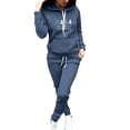thumbnail image 3 of Gibobby Conjunto de sudadera y pantalones Conjunto de dos piezas de sudadera con capucha y estampado de copa de árbol de Navidad con para mujer, pantalones in(Azul,G), 3 of 4