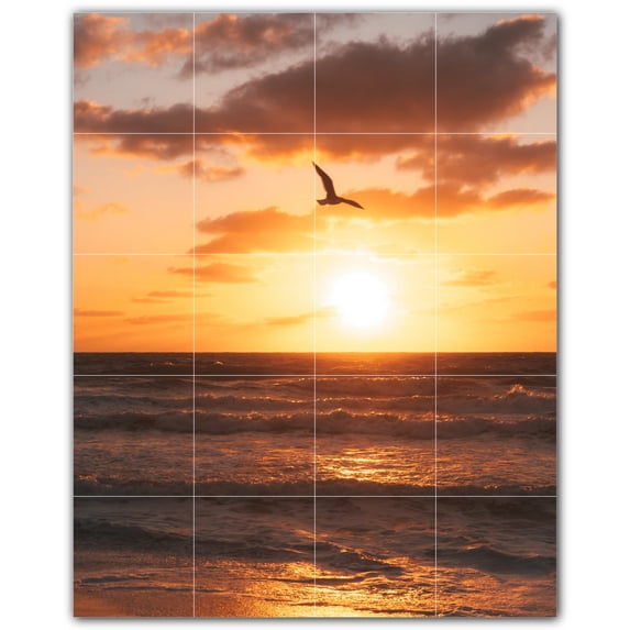 Picture-Tiles.com: Sunset Ceramic Tile Wall Mural WAL500975-45S. 17"W x 21.25"H using (20) 4.25" x 4.25" Ceramic Tiles-Satin Finish