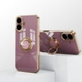 thumbnail image 5 of for iPhone 16 Plus Case, Built-in 360° Rotation Ring Holder Kickstand, Luxury Shiny Plating Edge Shockproof Electroplated Slim Protective Phone Cover for iPhone 16 Plus, Lightpurple, 5 of 6