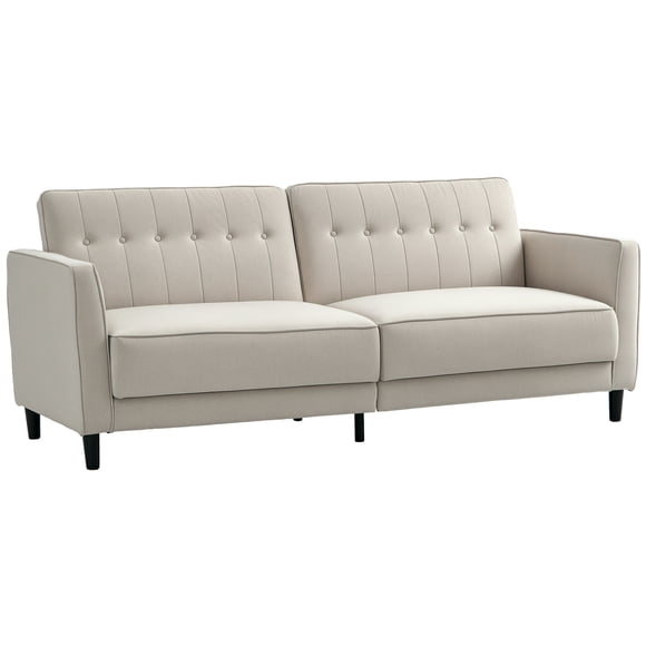 HOMCOM Canapé-Lit Convertible Moderne, Canapé-Lit Futon Pliant, Beige