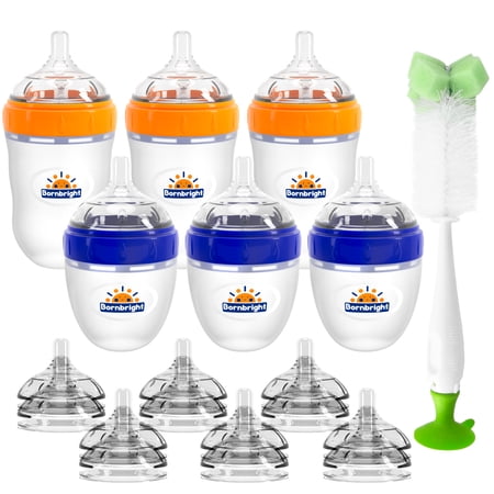 Imitation Breast Feeding Milk Bottle 3 5oz Plus 3 8oz Baby Bottle with 6 Extra Nipples and a Bottle Brush 13 pecks