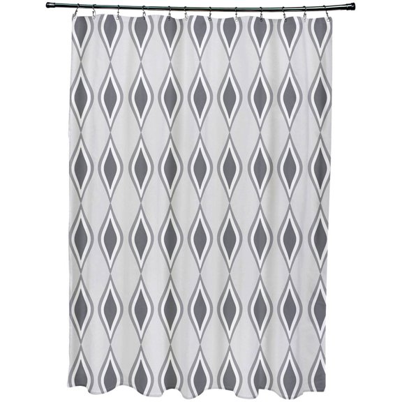 Simply Daisy 70" W x 73" H Geometric Print Polyester Shower Curtain, Gray-Purple