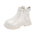 thumbnail image 2 of Cethrio Little Girls Ankle Boots, Outdoor Side Zipper Round Toe Soft Sole Fall Winter Shoes White Size 11.5 Little Kids, 2 of 6