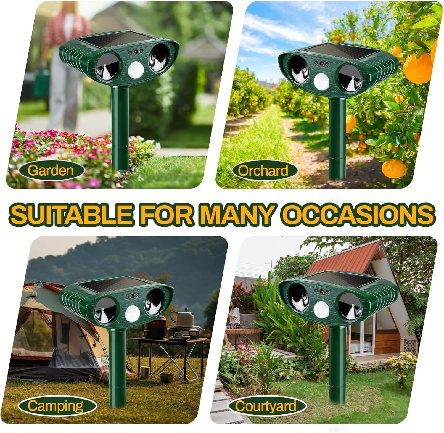KingFurt 2 Pack Solar Animal Repeller,Ultrasonic Animal Repellent Outdoor with Motion Sensor Flashing Light Waterproof Animal Deterrent