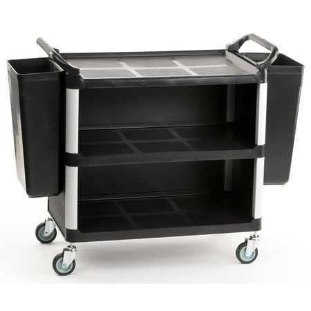 Box Utility Cart - Heavy Duty Utility Cart with (2) Rubbish Bins, Covered Storage Area, Handles and Swivel Wheels - Large (UC3LGE2BN7)