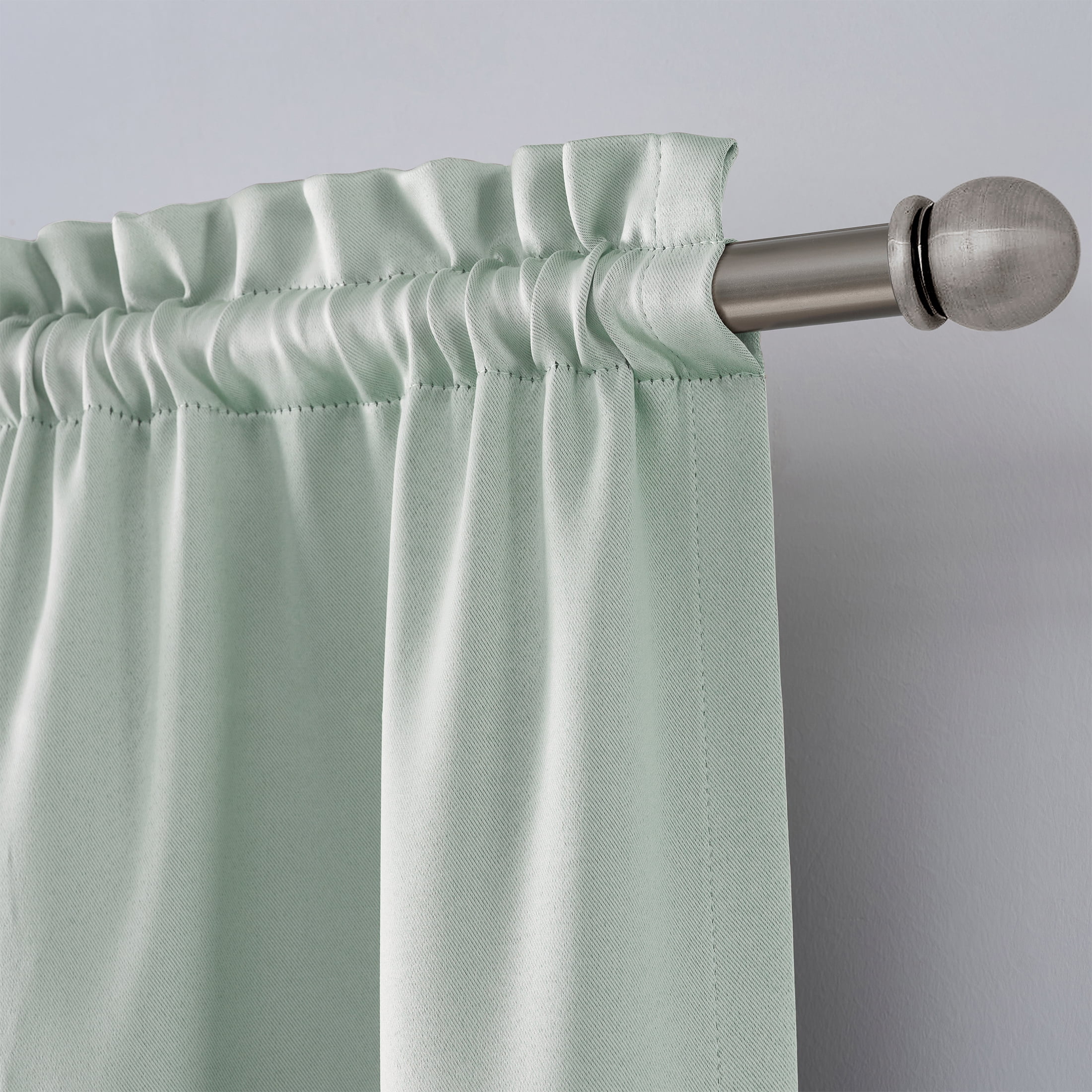 Mainstays Solid Blackout Curtain Panel Pair, Set of 2, Soft Sea, 30"W x95"L
