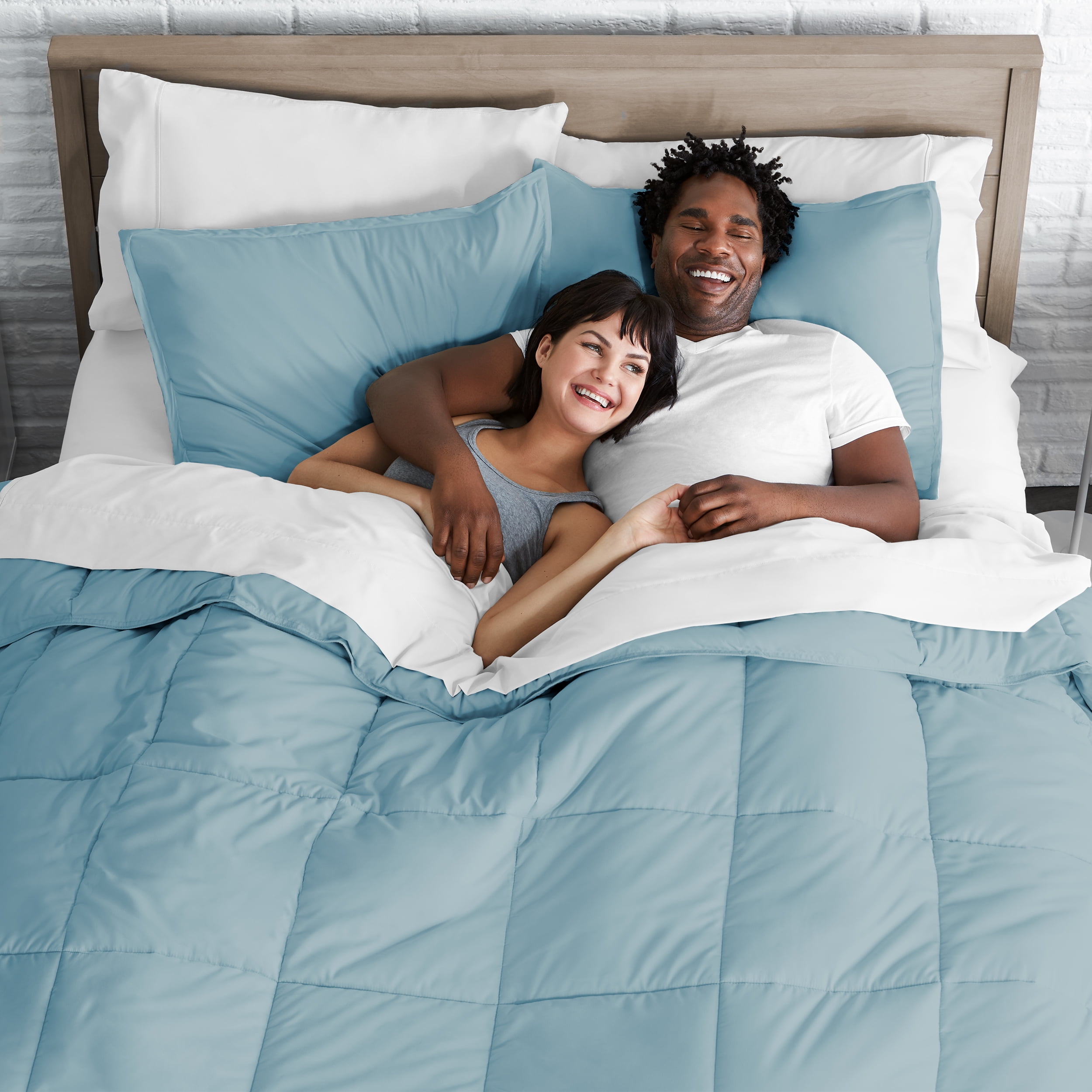 Bare Home Ultra-Soft Goose Down Alternative Comforter Set, Twin/Twin XL, Light Blue