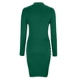 thumbnail image 6 of Women Dresses High Collar Solid Long Sleeved Sexy Fashion Dresses Drawstring Fashion Dresses Green Trendy Skirt Size XL, 6 of 7
