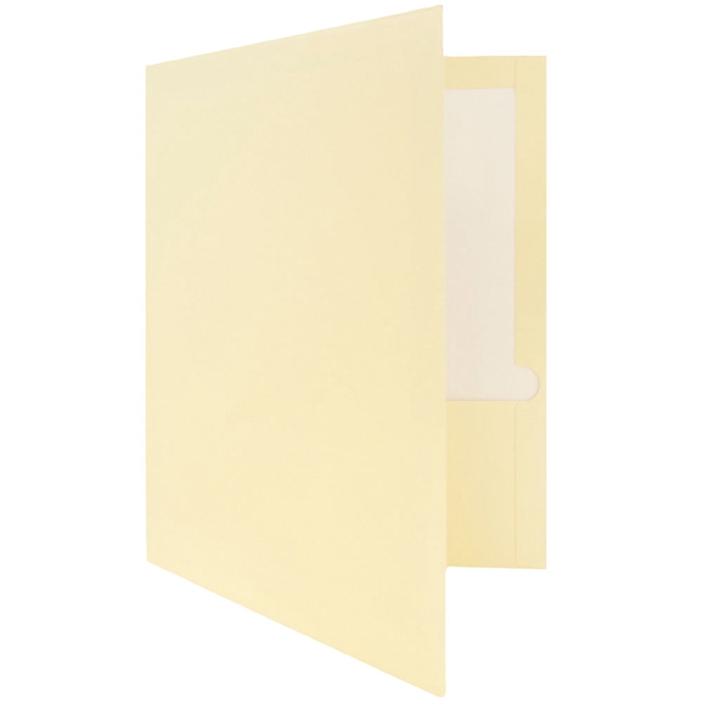 JAM Paper Glossy Two Pocket Folders, Ivory, 100/Pack