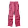 thumbnail image 2 of Pink Womens Pants Cargo Trousers Women's Baggy Wide Leg Trousers Hip Hop Y2K Streetwear Leisure Trousers Jogging Bottoms with Elastic Casual Pants Women, 2 of 4