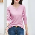 thumbnail image 2 of aidice Shirts for Women Casual Round Neck Long Sleeve Tops Comfy Fitting Solid Color Tee Shirts Underwear, 2 of 9