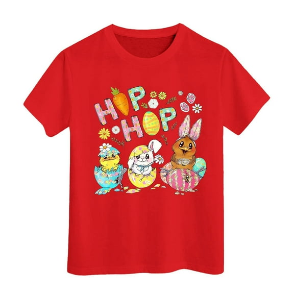 Easter Egg Bunny Graphic Tee for Kids Toddler Girls Boys Holiday Shirt Size:12-13 Years