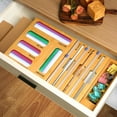 thumbnail image 5 of 9 in 1 Kitchen Bag Storage Organizer, AOKIWO Bamboo Ziplock Foil and Plastic Wrap Organizers with Cutter for Kitchen Drawer, Compatible Gallon, Quart, Sandwich Snack Size, 5 of 7