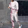 thumbnail image 2 of Dagegui Mens Outfit Sets 2 Pieces Long Sleeve 3D Print Pullover Tracksuits Big and Tall Outdoor Active Outfits Casual Daily Set Today Savings Pink S, 2 of 5
