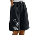thumbnail image 1 of Plebaso Casual Shorts Womens Knee Length Loose Print Shorts Elastic Waist Wide Leg Shorts with Pockets, 1 of 7