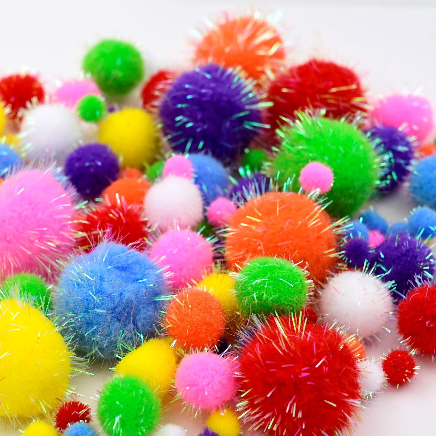 Hello Hobby Shimmer Multicolor Craft Pom Poms, 100 Piece