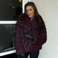 thumbnail image 5 of Women's Faux Fur Coat, Plush Textured Short Jacket, Lapel Collar Cropped Length, Thickened Warm Overcoat, Luxurious Winter Outerwear, Open Front Style Coffee S, 5 of 8