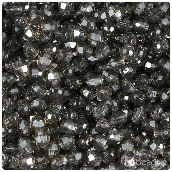 BeadTin Jet Transparent 6mm Faceted Round Craft Beads (600pcs)