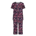 thumbnail image 5 of Feancey Capri Pajamas for Women Set with Pockets Floral Print Casual Pjs Sets Button Up Pleated Short Sleeve Top Cotton Soft Sleepwear Two Piece, 5 of 5