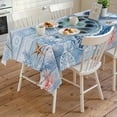 thumbnail image 4 of Ocean Turtle Rectangle Tablecloth, Blue Coral Coastal Starfish Nautical Shell Waterproof & StainResistant Tablecloth, Washable Oil-proof Table Cover for Dining/Party/Wedding/Camping/Buffet 60x120 In, 4 of 9