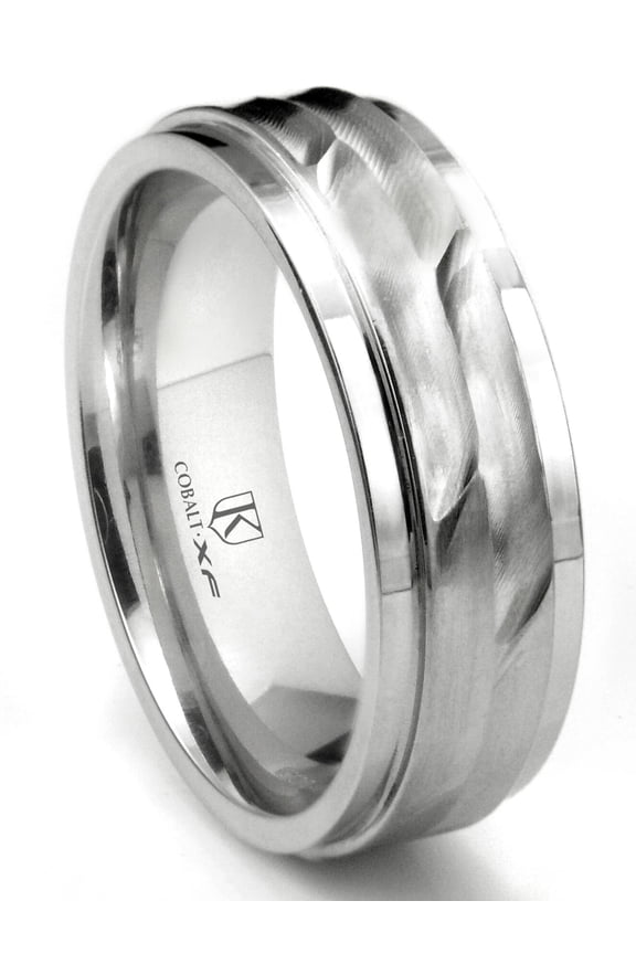 Cobalt Xf Chrome 8MM Wave Finish Wedding Band Ring Sz 10.0