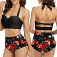 thumbnail image 4 of ONLYSHE Summer Two Piece Swimsuits for Women Bathing Suits Halter Bikini Swim Bra With High Waist Shorts, 4 of 6