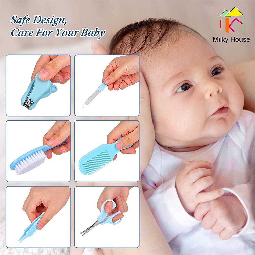 CNKOO Baby Grooming Kit Set Baby Baby Grooming Kit Newborn Nail Kit Baby Medical Care Nail Clipping Comb Tool Set (13 pieces) Blue