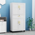 thumbnail image 5 of Ero Tall Metal Garage Storage Cabinet with Doors and Shelves, Rollowing Garage Cabinet with Wheels and Drawers, 5 of 8