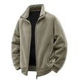 thumbnail image 4 of Men's Polar Fleece Jackets Lightweight Loose Soft Winter thermal Coats Outdoor Windproof Zip Up Jacket with Pockets Big & Tall Size M-5XL Khaki, 4 of 9