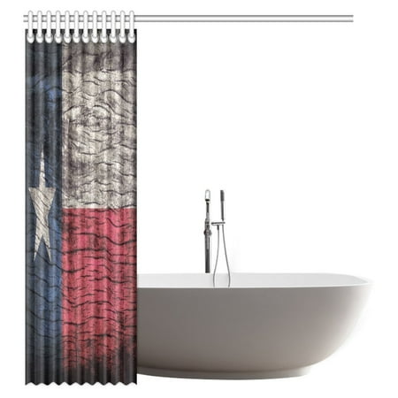 Gckg Flag Decor Shower Curtain Texas Flag On Retro Vintage Wooden
